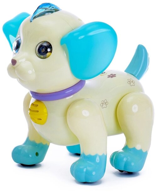 Робот-собака, Умный питомец, радиоуправляемый, русский звуковой чип, цвет бело-голубой