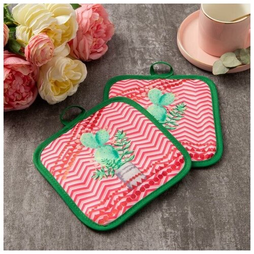 фото Кухонный набор "кактус" прихватка 17х17 см - 2 шт доляна