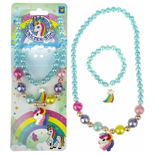 Набор украшений Unicorn Bijou от 1TOY, 2 предмета комплект расческа и бусы с единорогом