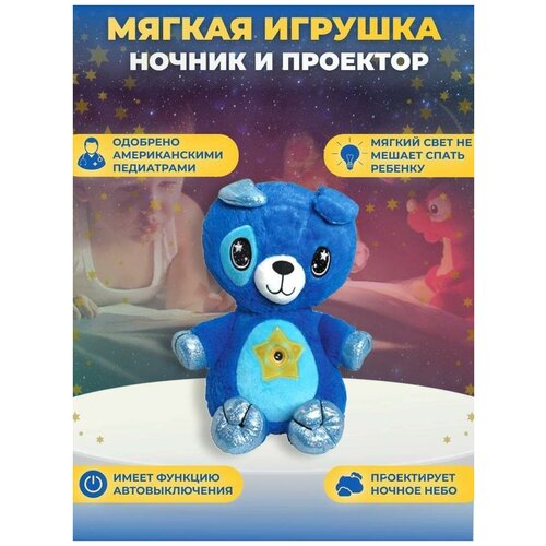 Мягкая игрушка ночник-проектор звездного неба ForAll Мишка коричневый/детский ночник Star Belly/подарок на Новый Год