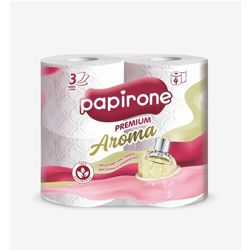 Туалетная бумага PAPIRONE Aroma белая трехслойная, 4 шт, ароматизированная туалетная бумага papirone aroma белая трехслойная 12 шт ароматизированная