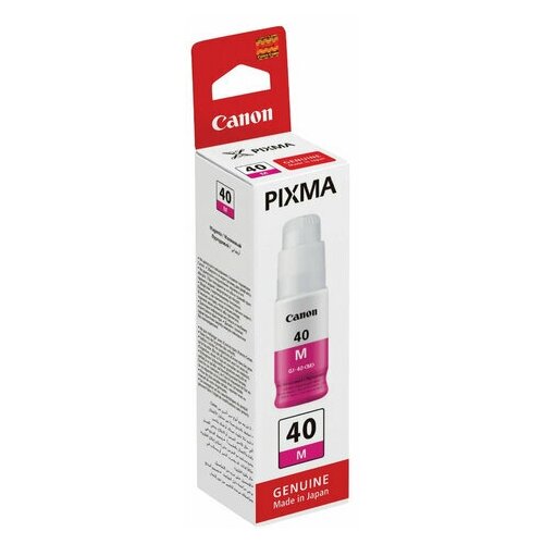 Чернила CANON (GI-40M) для СНПЧ Pixma G5040/G6040, пурпурные, ресурс 7700 страниц, оригинальные, 3401C001