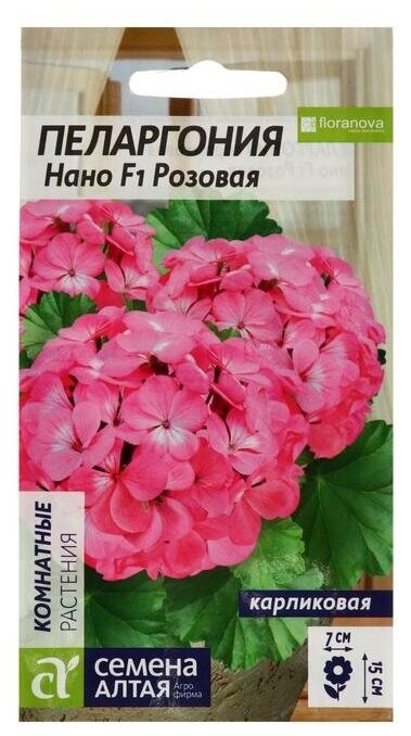 Семена цветов Пеларгония "Нано", "Розовая", 3 шт