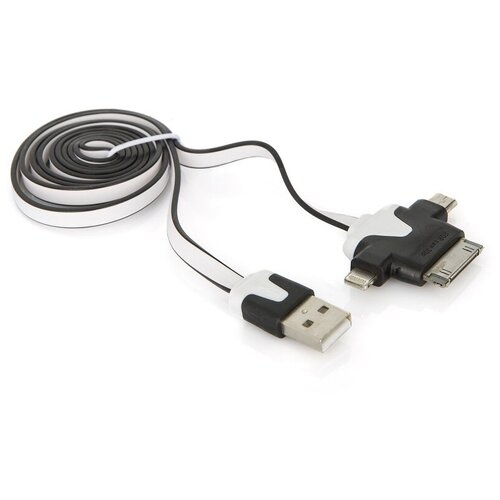 Универсальный кабель 3 в 1, lightning, MicroUSB, 4 pin, плоский кабель USB 1 м, Subini кабель microusb lightning apple 30 pin 1м gmini gm mel400flwr плоский белый