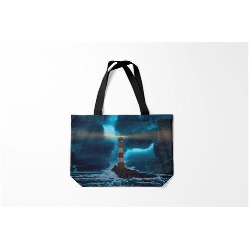 фото Сумка-шоппер / 46х35 см / популярные иллюстрации / природа ночной маяк burnettie