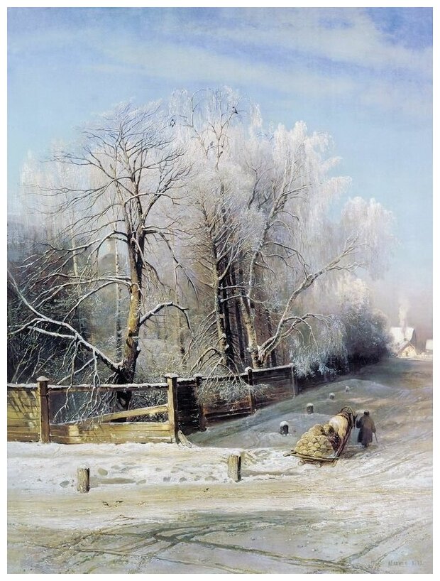 Репродукция на холсте Зимний пейзаж (Winter Landscape) №5 Саврасов Алексей 30см. x 40см.