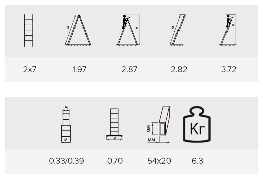 лестница 2 секции по 7 ступеней, макс. высота 3,08м, 150кг алюмет 5207 - фото №2