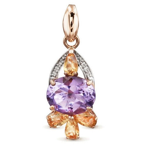 фото Русские самоцветы подвеска с аметистом, цитринами и бриллиантами