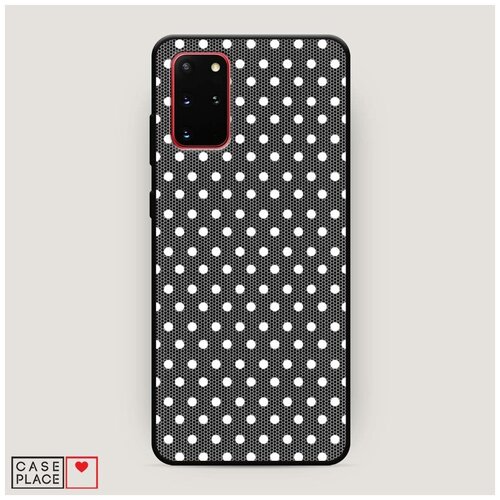 фото Чехол силиконовый матовый samsung galaxy s20 plus сетка в горох белая case place