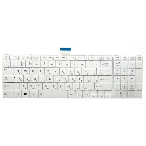 Клавиатура для ноутбука Toshiba C50, L50, C850, P870 Series. Плоский Enter. Белая, без рамки. PN: MP-11B96SU-528, NSK-TT0SU 0R. клавиатура для ноутбука toshiba c850 l850 l870 p n nsk tv0sv nsk tv0su nsk tt0sv