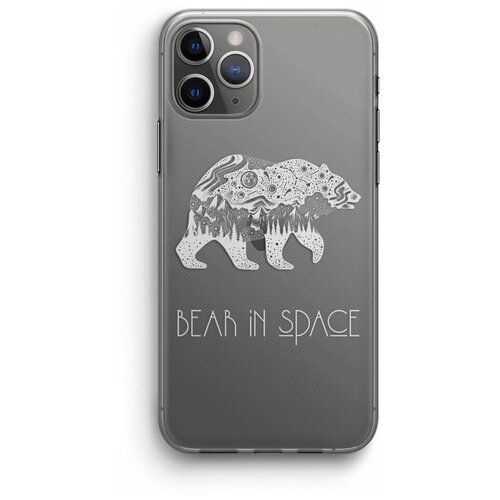 фото Чехол для iphone 11 pro "bear in space", прозрачный black pack