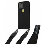 Чехол-накладка Ferrari для iPhone 12 Pro Max (6.7) On-track Liquid Silicone Strap & Metal Logo Hard Black (FESTRAHCP12LBK) - изображение