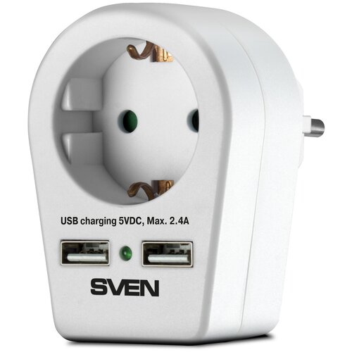 Фильтр SVEN SF-S1U (1 евро розетка, 2 USB) белый, блистер