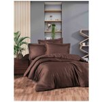 Комплект 2-х спального постельное белья ткань Страйп-сатин,100% хлопок, цвет Темно-коричневый №23 - изображение