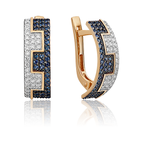 PLATINA jewelry Золотые серьги с бриллиантами и сапфирами 02-0399-00-105-1110-30