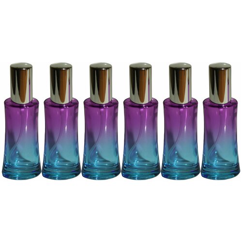 фото Атомайзер цилиндр для духов aromaprovokator сине-фиолетовое стекло спрей серебро 50 мл набор 6 шт