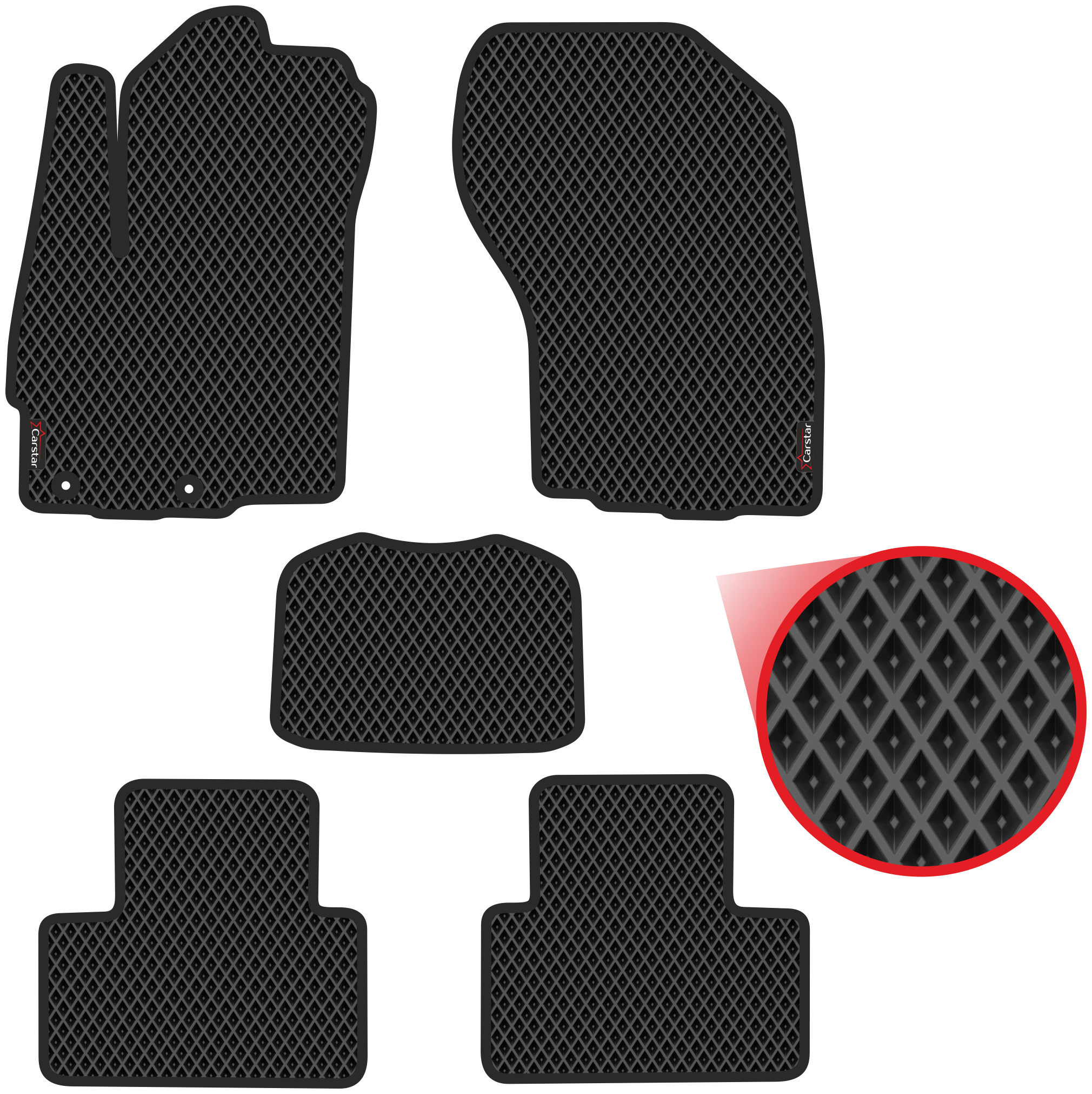 Автомобильные коврики EVA для Citroen C4 Aircross (2012-2017) чёрные с чёрным кантом ячейка - ромб