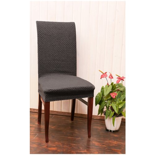 фото Чехол на стул / чехол для стула со спинкой quilting светло-серый luxalto