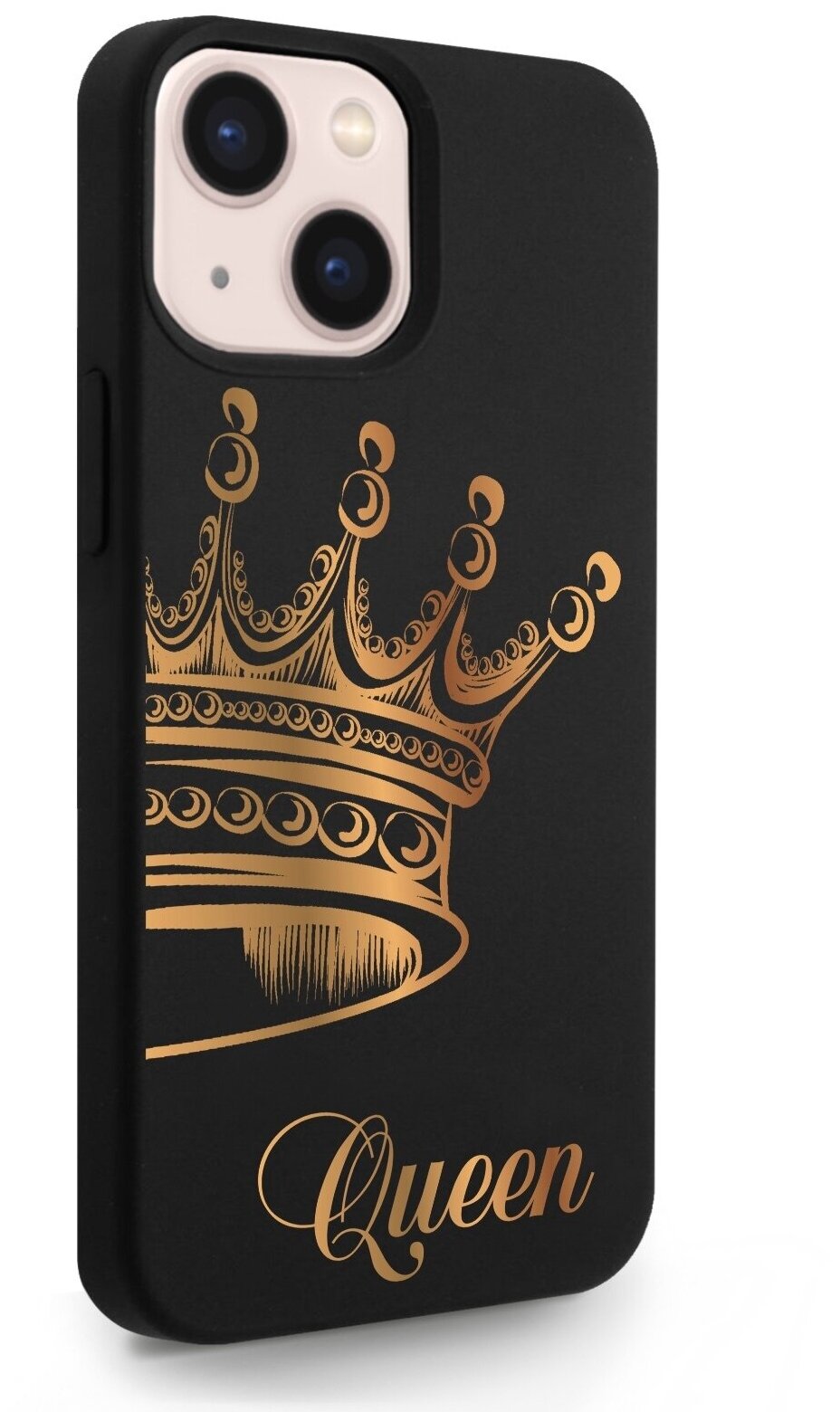 Черный силиконовый чехол MustHaveCase для iPhone 13 Mini Парный чехол корона Queen для Айфон 13 Мини