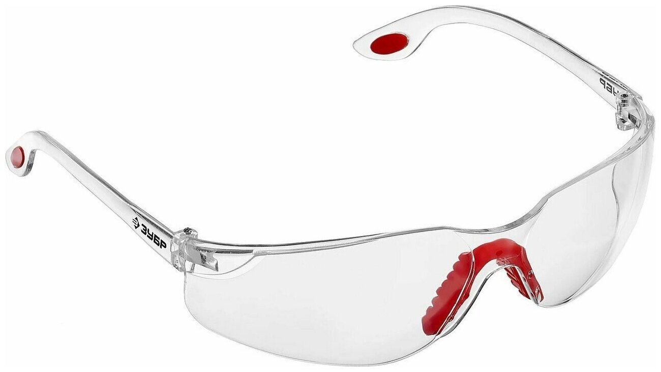 ЗУБР Спектр 3 Прозрачные очки защитные открытого типа двухкомпонентные дужки.
