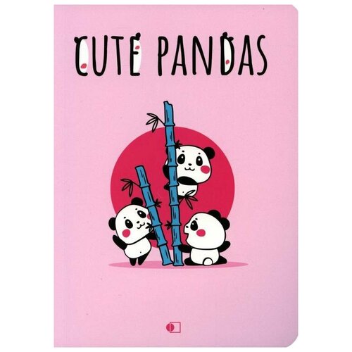 Блокнот Прикольные панды, на шариках / Cute pandas, two (В6, 128 стр, блок розовый)