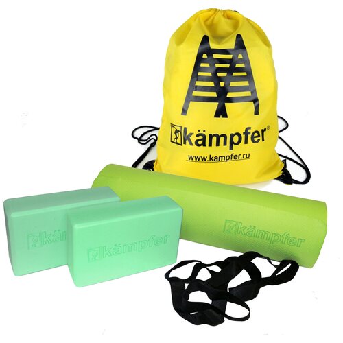 фото Комбо-набор для йоги kampfer combo green (зеленый/желтый)