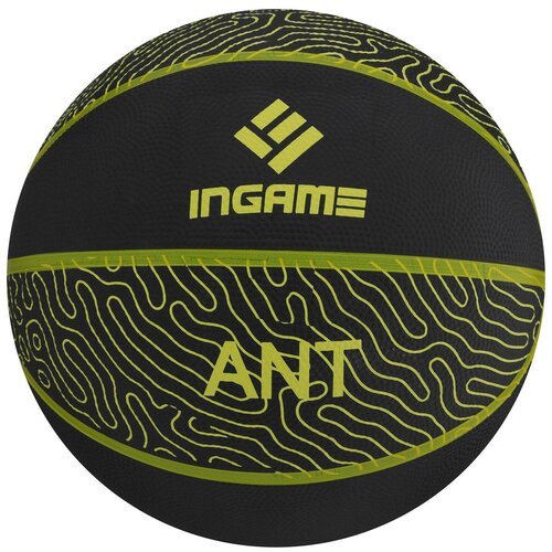 Мяч баскетбольный резиновый INGАME ANT, размер 7, черно-желтый мяч баскетбольный ingame ant 7 черно желтый