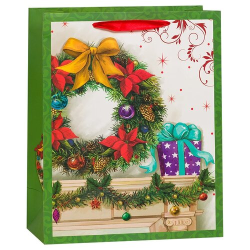 фото Пакет подарочный, новогодний, зеленый, 23*18*10 см, 1 шт. дон баллон