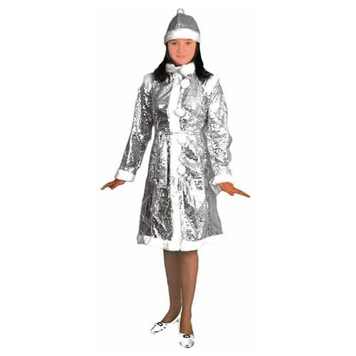 фото Карнавальный костюм снегурочки, эконом 'серебряный горошек', 42-48, на рост 160-170 см,, торг-хаус f-2176