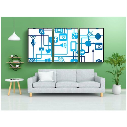 фото Набор модулных постеров для интерьера "значок, сети, интернет" 60x90 см. в тубусе, без рамки lotsprints