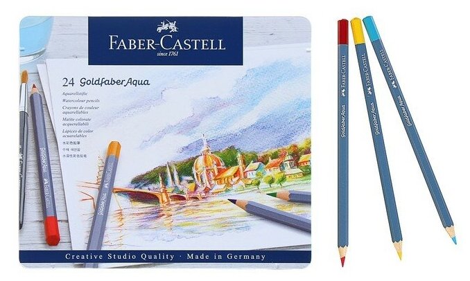 Карандаши акварельные Goldfaber Aqua, 24 цвета Faber-Castell - фото №4