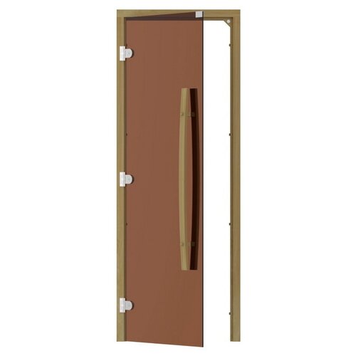 Дверь для бани Sawo 741-3SGD-L-1 (7х19, бронза, левая, без порога, с вертикальной ручкой 558, кедр)