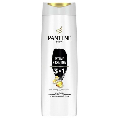 Шампунь для волос Pantene 3 в 1 «Густые и крепкие», для тонких и ослабленных волос, 360 мл