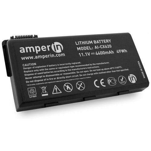 Аккумуляторная батарея Amperin для ноутбука MSI CX, CR, A Series 11.1V 4400mAh (49Wh) AI-CX620 аккумуляторная батарея pitatel bt 960 для ноутбуков msi a5000 a6000 cr600 cr610 cr700 cx600 cx620 cx700 ms 1682 bty l74 6600мач