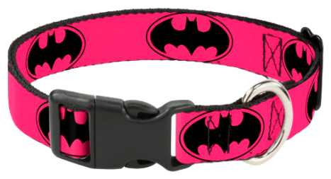 Ошейник (Buckle-Down) Бэтмен розовый цвет с пластиковой застёжкой 38-66 см - фотография № 2