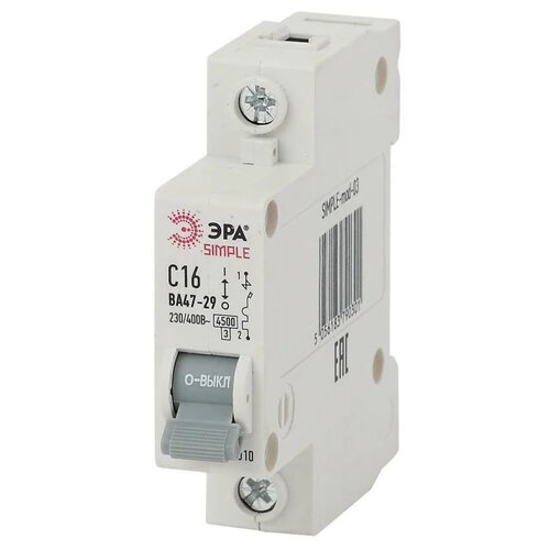 Автоматический выключатель ЭРА Simple ВА 47-29 1P (C) 4,5кА 16 А