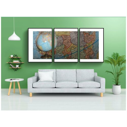 фото Набор модулных постеров для интерьера "глобус, мир, карта" 60x90 см. в тубусе, без рамки lotsprints