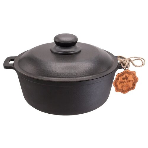 Кастрюля чугунная лита, 2л, с алюминиевой крышкой арт.Т401С2