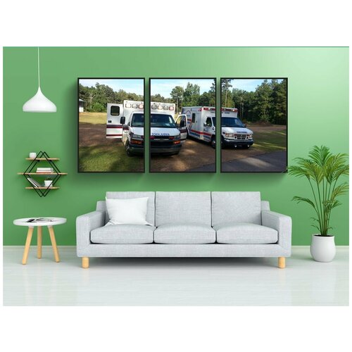 фото Набор модулных постеров для интерьера "машины скорой помощи, машина скорой помощи, спасать жизни" 60x90 см. в тубусе, без рамки lotsprints