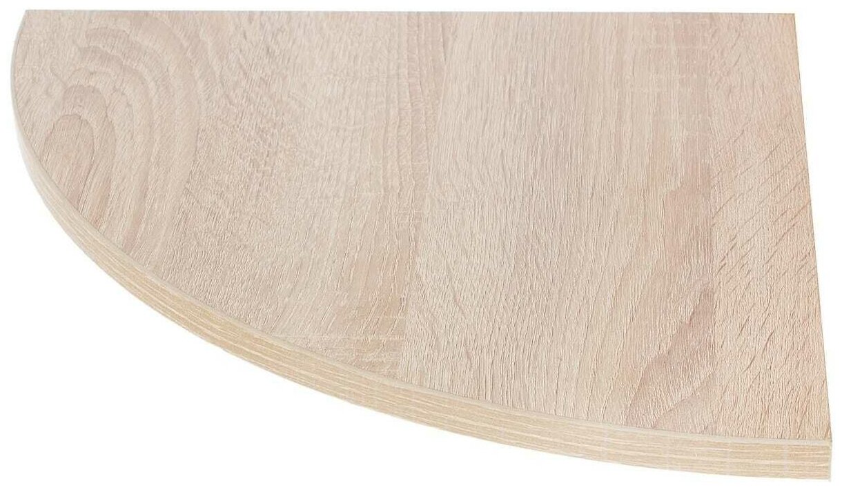 фото Угловая мебельная полка со скругленным краем 250x250x16 мм, защищена от повреждений и влаги кромочной лентой, для сборки стеллажей, книжных шкафов, вс