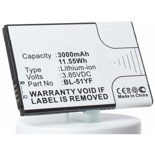 Аккумулятор iBatt iB-B1-M865 3000mAh для LG BL-51YF, BL-51YH, EAC62858501 аккумулятор для lg bl t23 k580 x cam