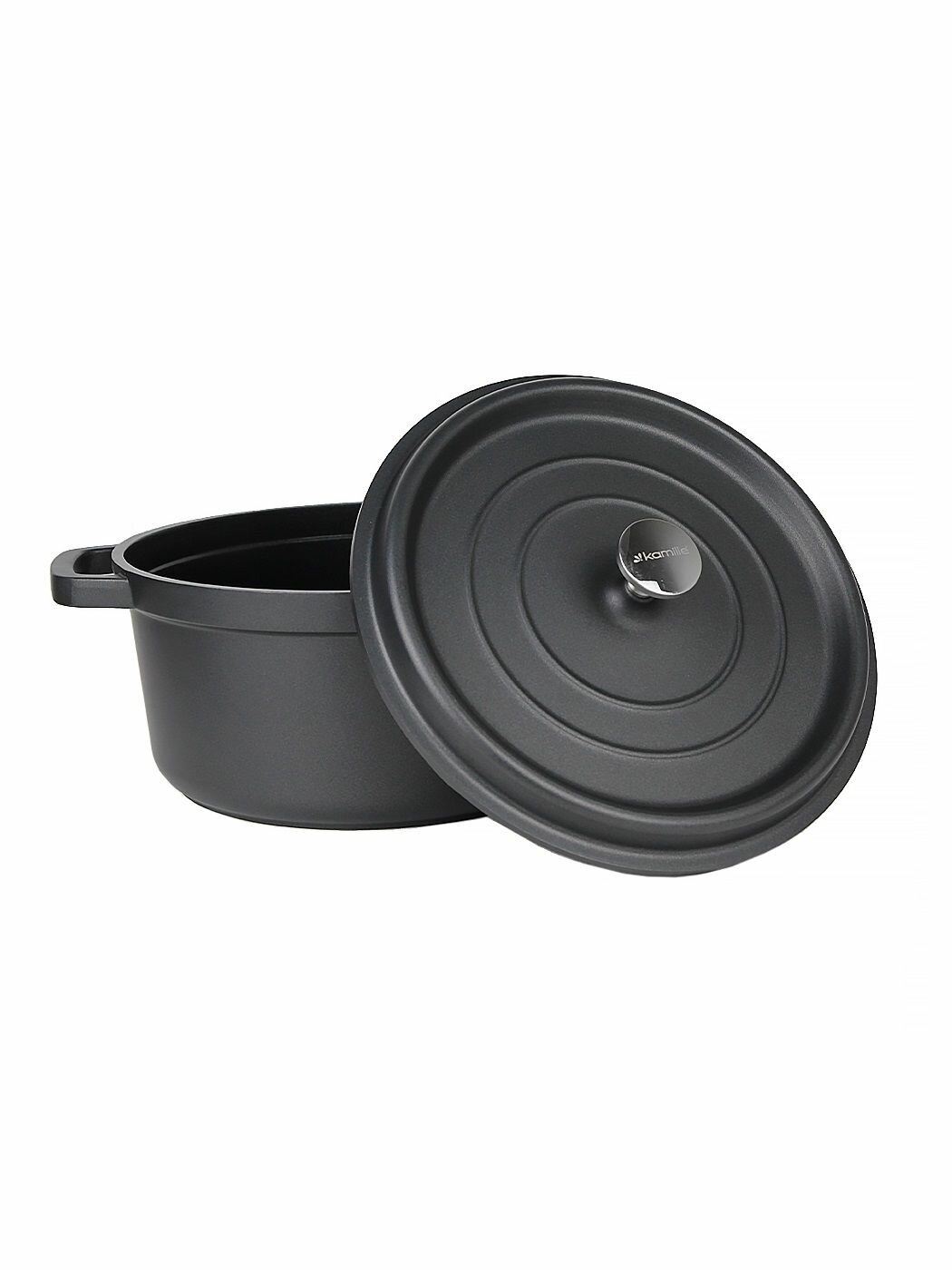 Кастрюля FRANCE 24х11.5см из литого алюминия с антипригарным покрытием с крышкой (черный)