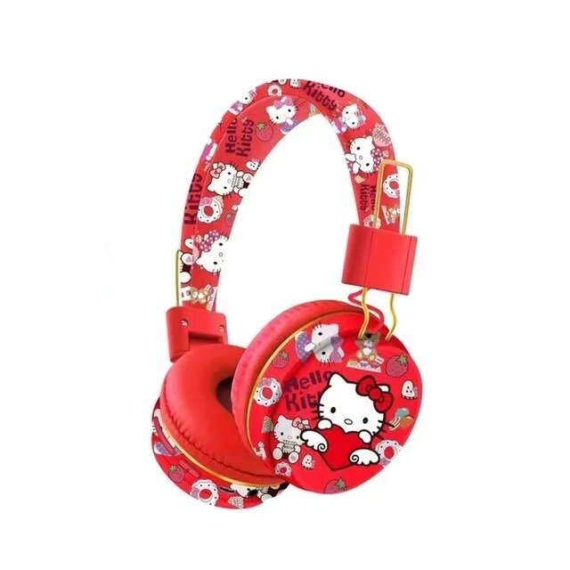 Наушники беспроводные (Bluetooth 5.2) / детские розовые в стиле Hello Kitty / Хеллоу Китти