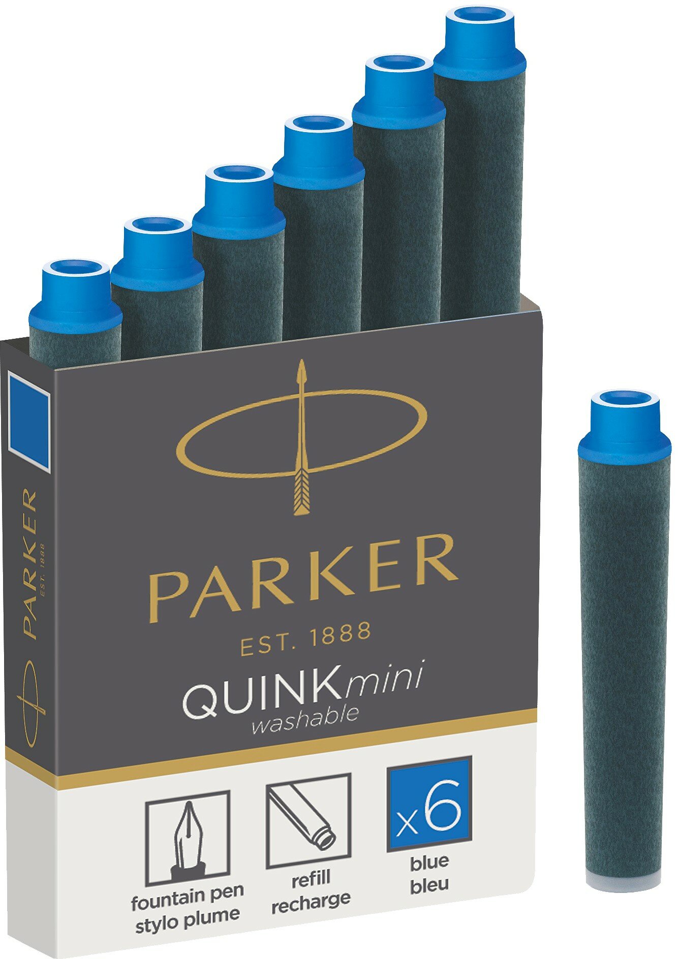 Картридж Quink Ink Z17 mini, синий, 6 штук