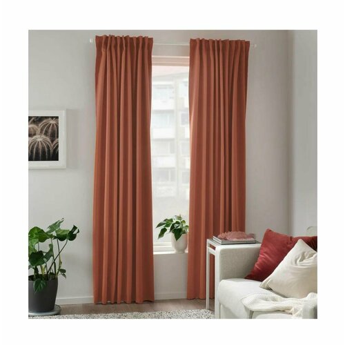 Гардины IKEA MAJGULL икея майгулл на ленте блэкаут, 145х300 см, 2 шт, красно-коричневые