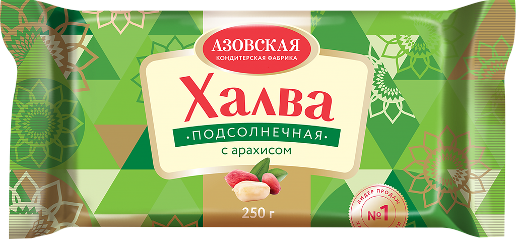 Халва подсолнечная азовская КФ с арахисом, 250г