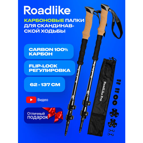 Палки для скандинавской ходьбы RoadLike Carbon Черный