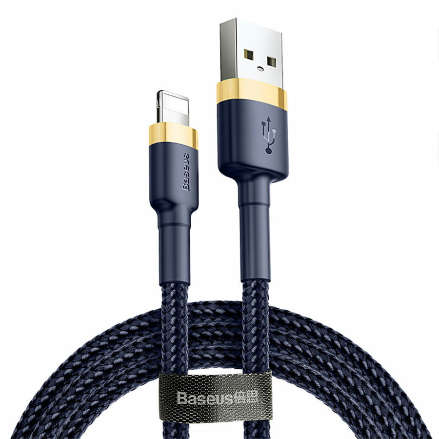 Кабель USB BASEUS Cafule USB - Lightning, 2.4А, 12W, 1 м, синий+золотой