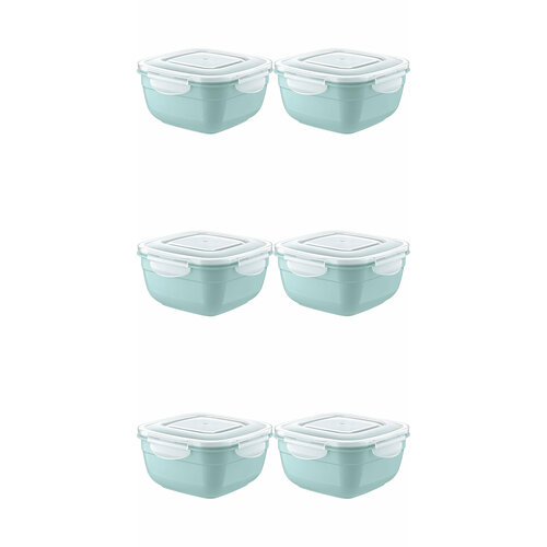 Набор из 6 контейнеров для продуктов с крышкой квадратная 16х16х8 см, 1000 мл, прозрачный, полипропилен, Restola, 431157331