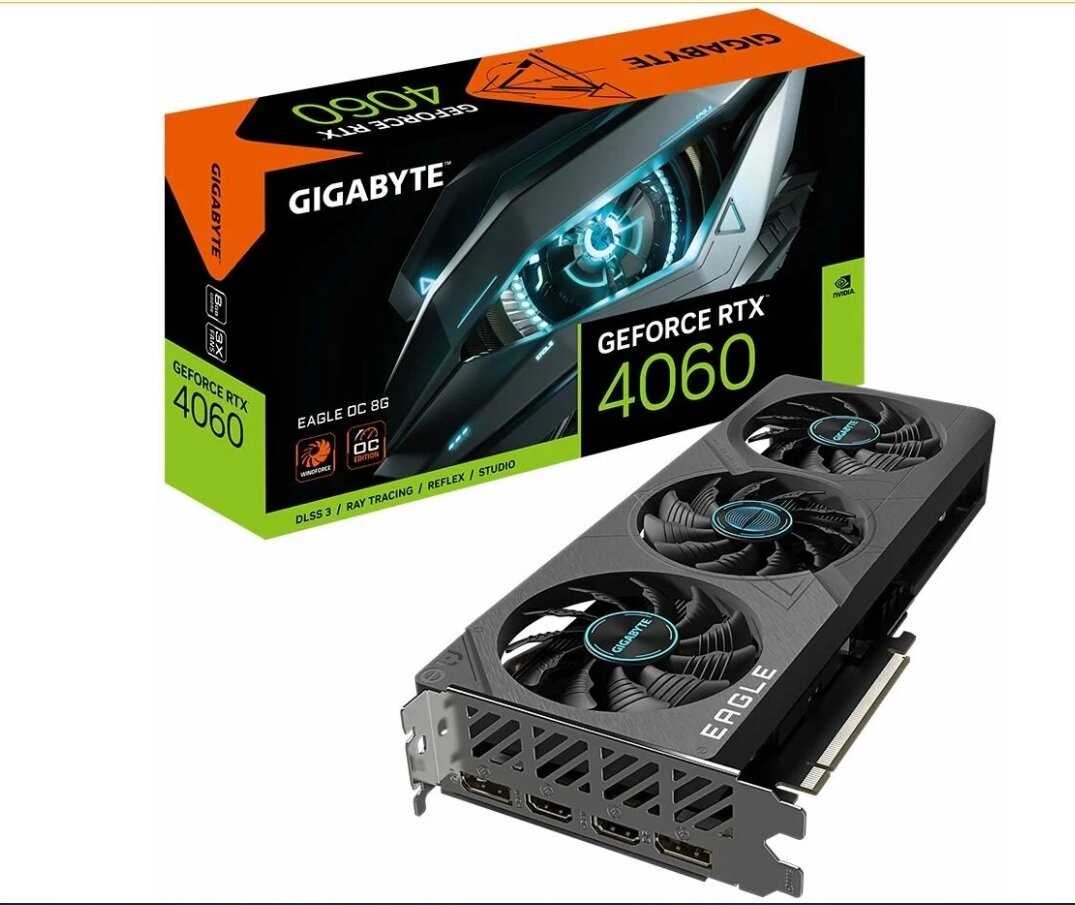 Видеокарта Gigabyte RTX4060 EAGLE OC 8GB GDDR6 128-bit DPx2 HDMIx2 3FAN RTL